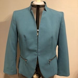 Nine West Turquoise Blazer- mandarin neckline (8)